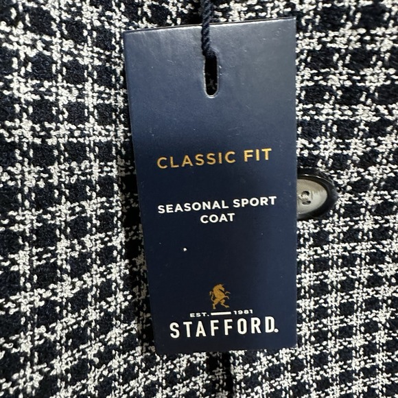 Stafford Men's 46R Houndstooth Seasonal Sport Coat Jacket Classic Fit NWT - Picture 10 of 15